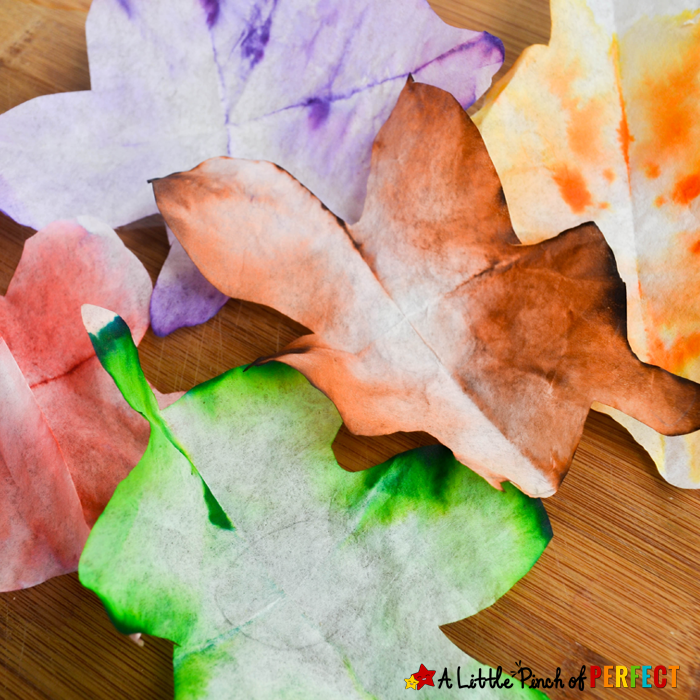 artificial leafs made out of paper and dye