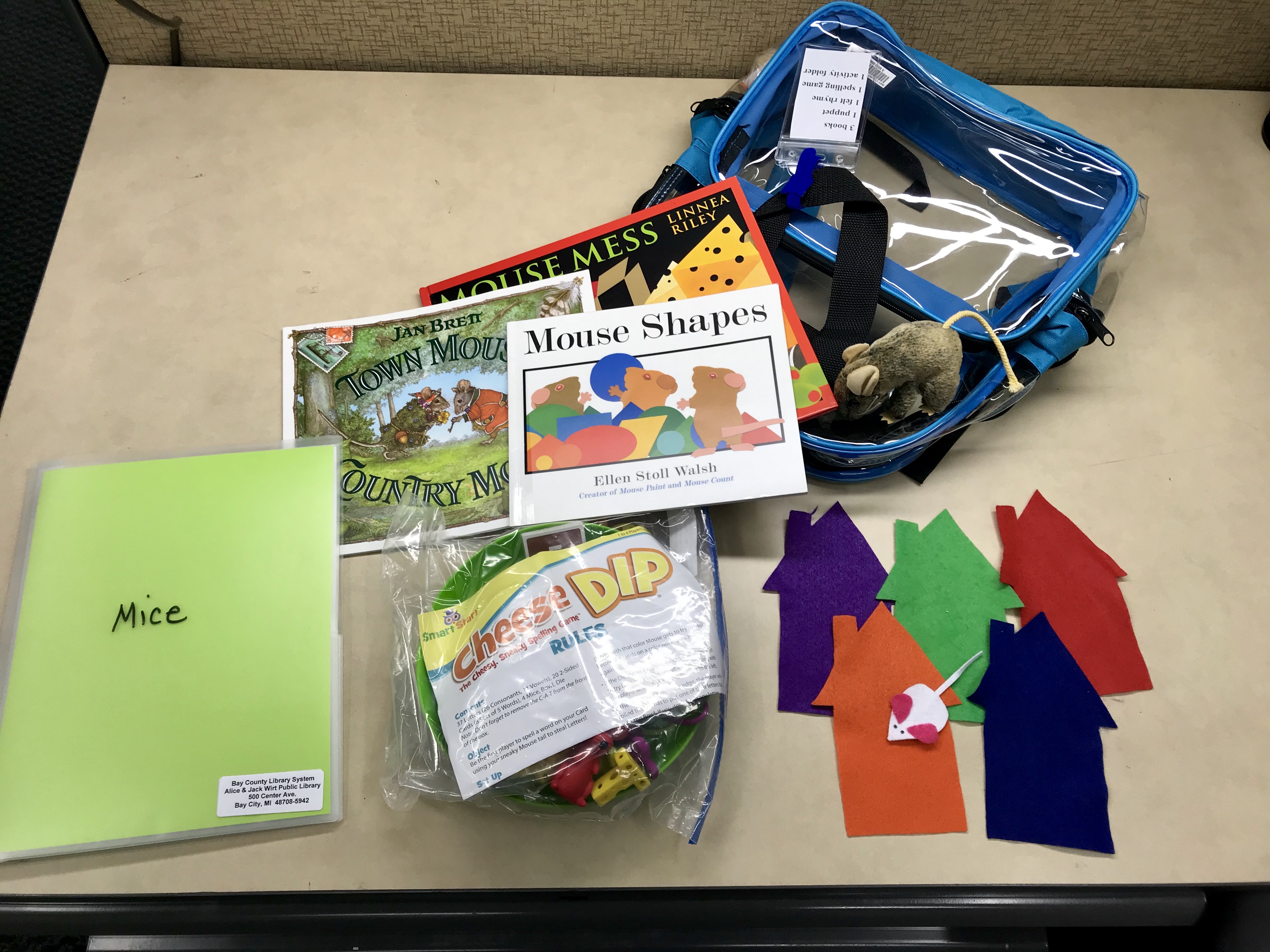 Raise a Reader backpack contents spread out on desk