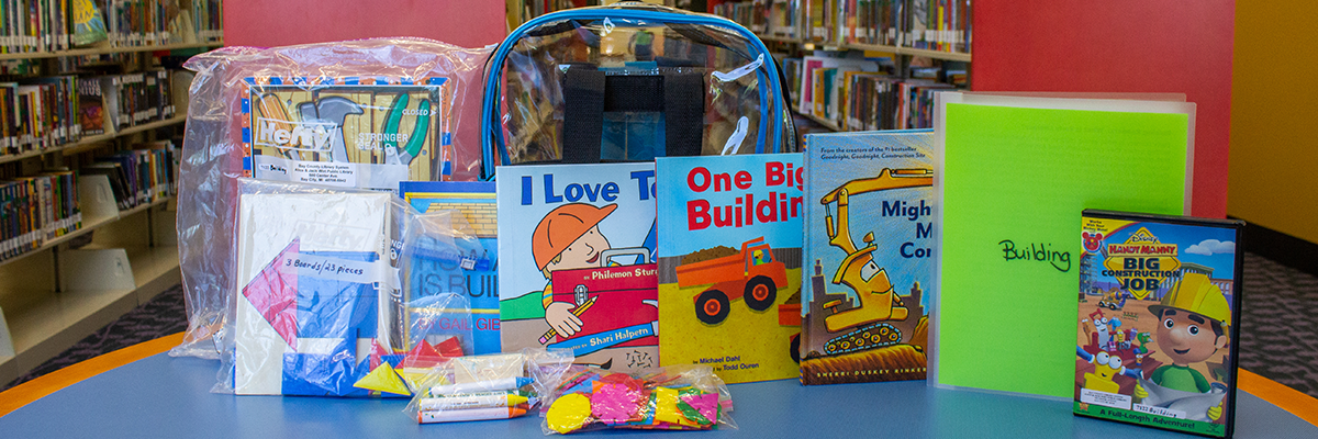 Raising Readers Backpack contents including books and activities