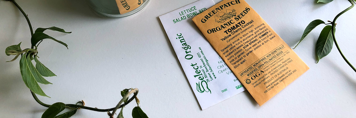 Seed Library header showing seed packets