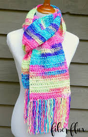 A crocheted colorful scarf,