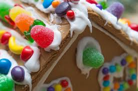 gingerbread house made of graham crackers and candy