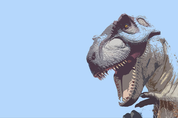 T-Rex Dinosaur with light blue background