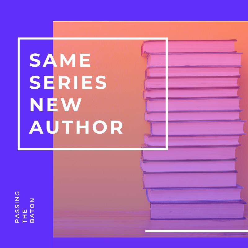 Same Series New Author with stack of Books