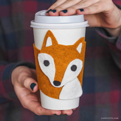 Image of felt cup cozy wrapped over a cup