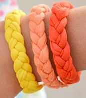Image of tshirt yarn bracelets on a wrist