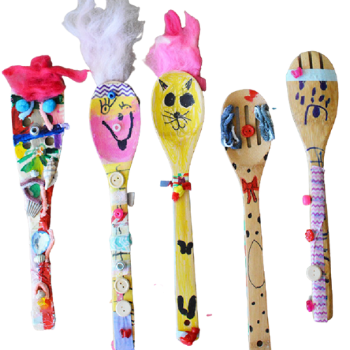Wooden Spoons decorated as friends