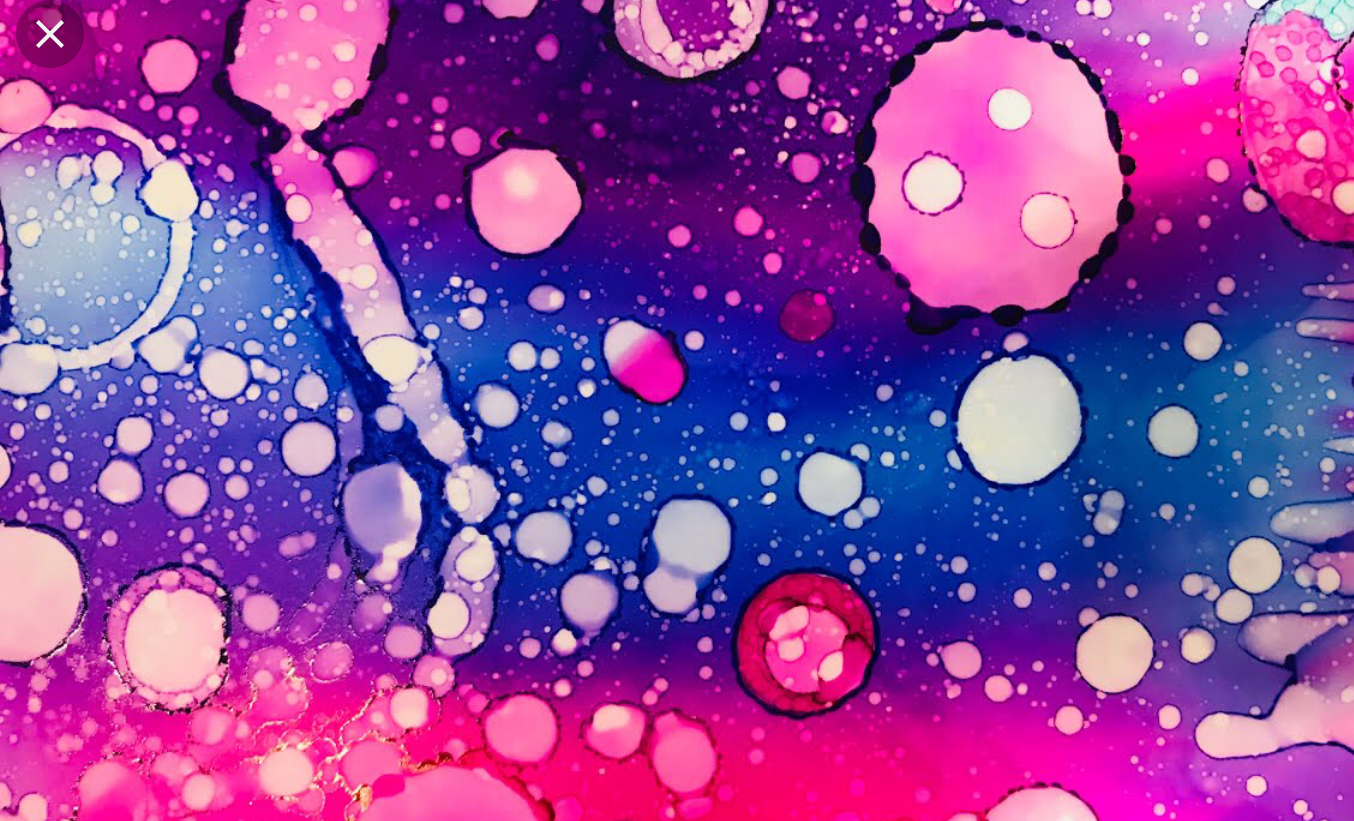 Image of Sharpie art with blue and pink and bubbles