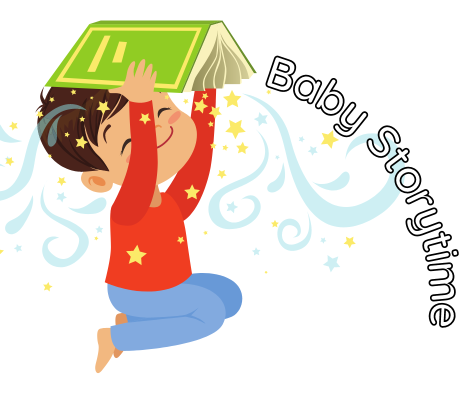 graphic illustration of a baby with a book