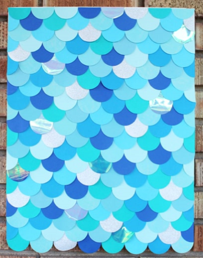Image of mermaid scale craft in shades of blue