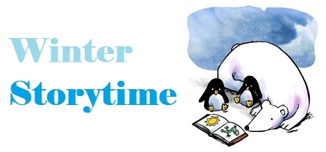winter storytime polar bear with book