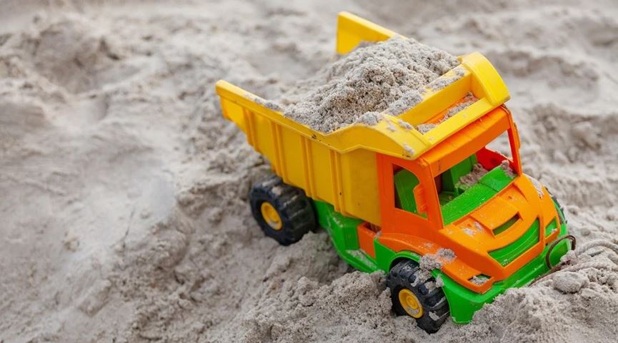 toy truck in sandbox