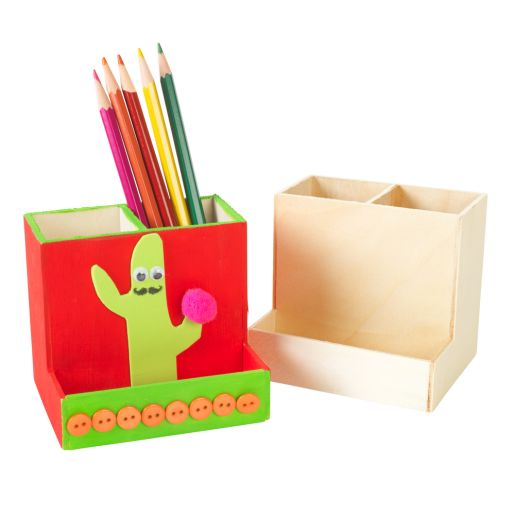 Desktop organizer wooden block (one decorated and one ready to be decorated organizer)
