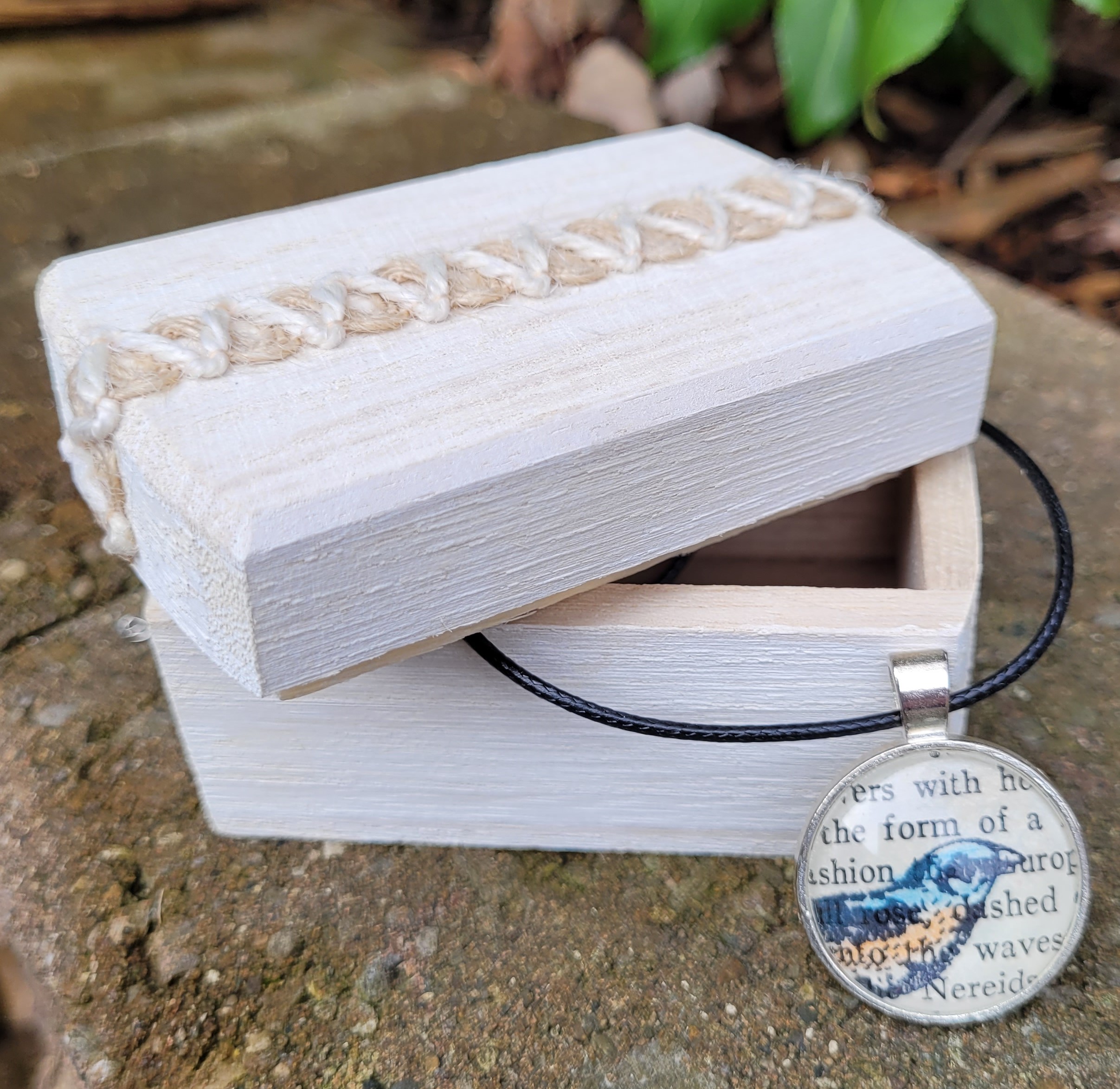 wooden box with necklace/pendant