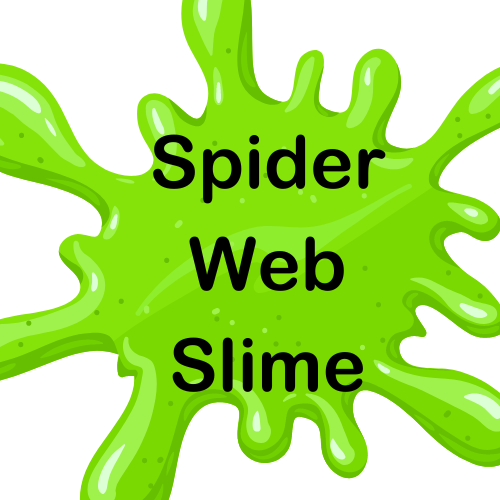 A green splat of slime with text Spider Web Slime