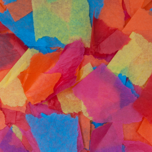 Multi colored, square tissue paper