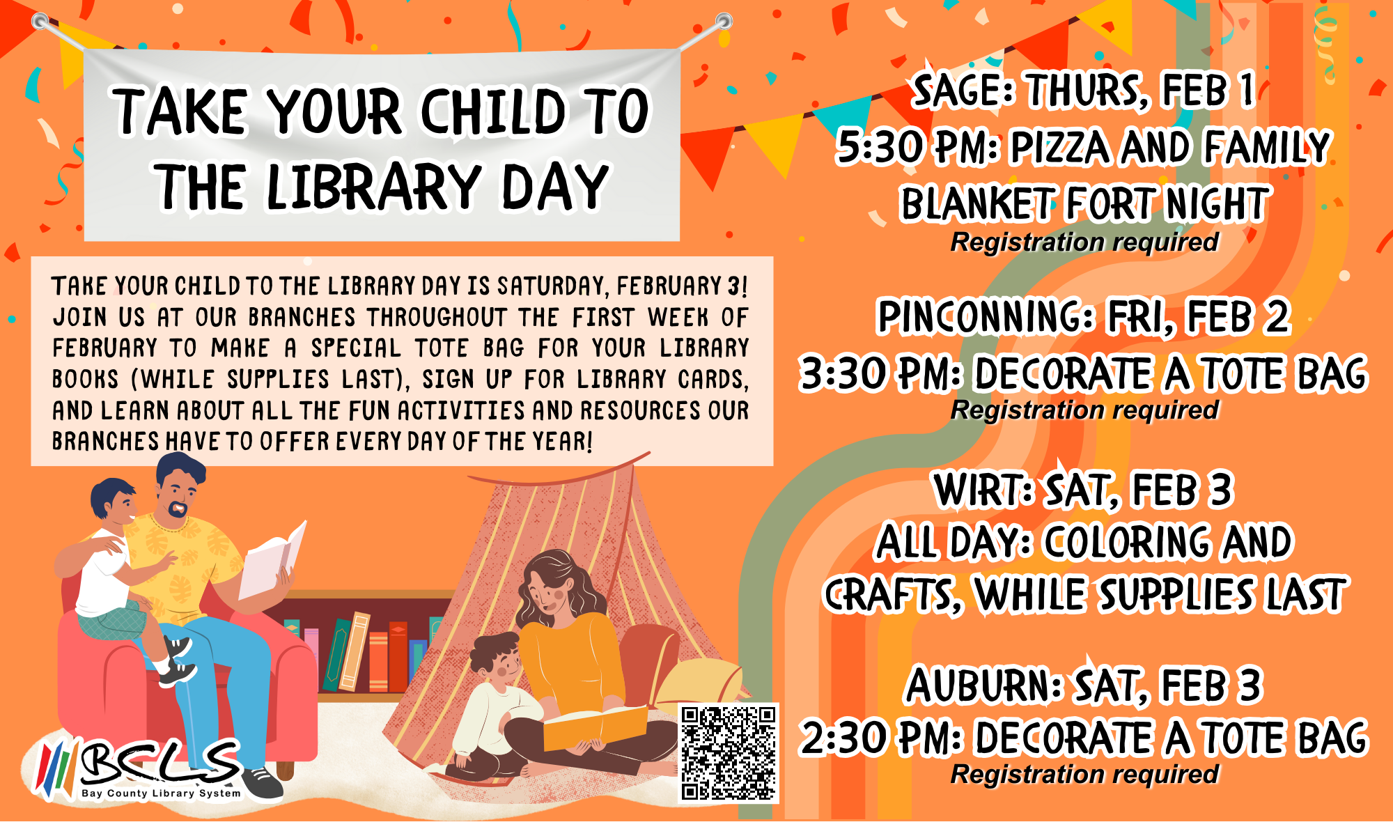 take your child to the library day poster
