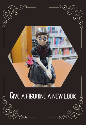 A ceramic figurine painted spooky