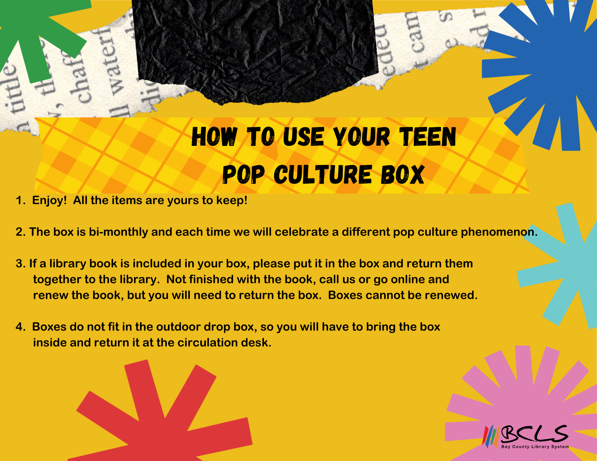 yellow background with black text how to use your teen pop culture box