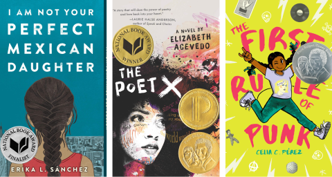 Covers of I am not your perfect mexican daughter, the poet x and the first rule of punk