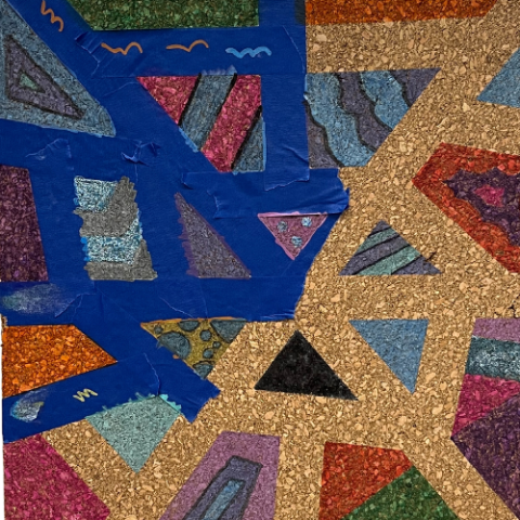 Decorated corkboard using markers and painters tape