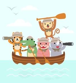 animals on boat adventure