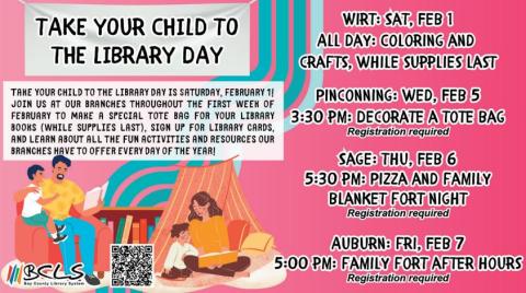 take your child to the library day poster