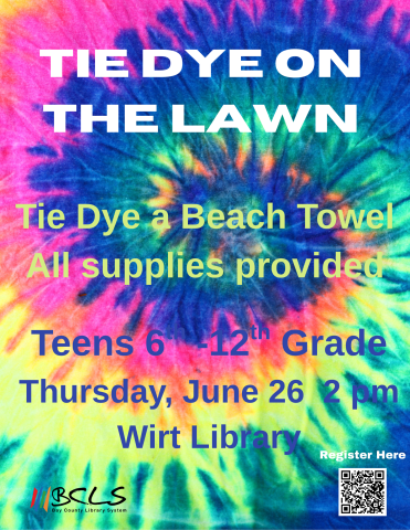 tie dye on the lawn set over tie dye background multicolor
