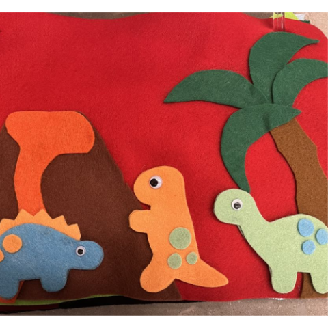 Busy Book Cafe example focused on dinosaurs