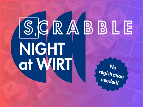 A flyer with details about Scrabble Night at Wirt library.