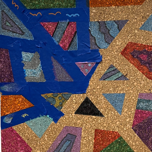 Decorated corkboard using markers and painters tape