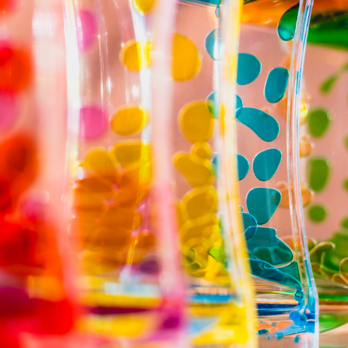 Lava Lamp examples in red, orange, yellow, blue and green