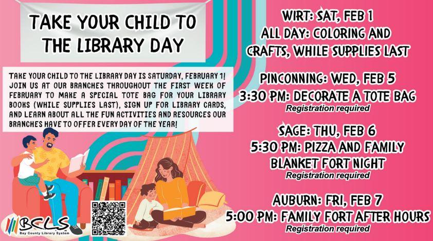 take your child to the library day poster