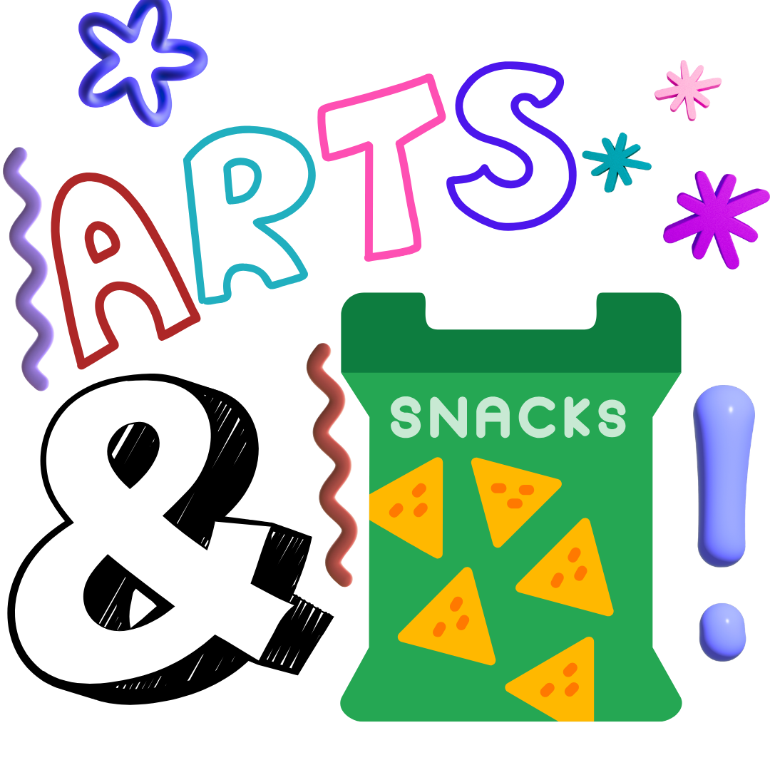 Arts and Snacks Logo with doodles.