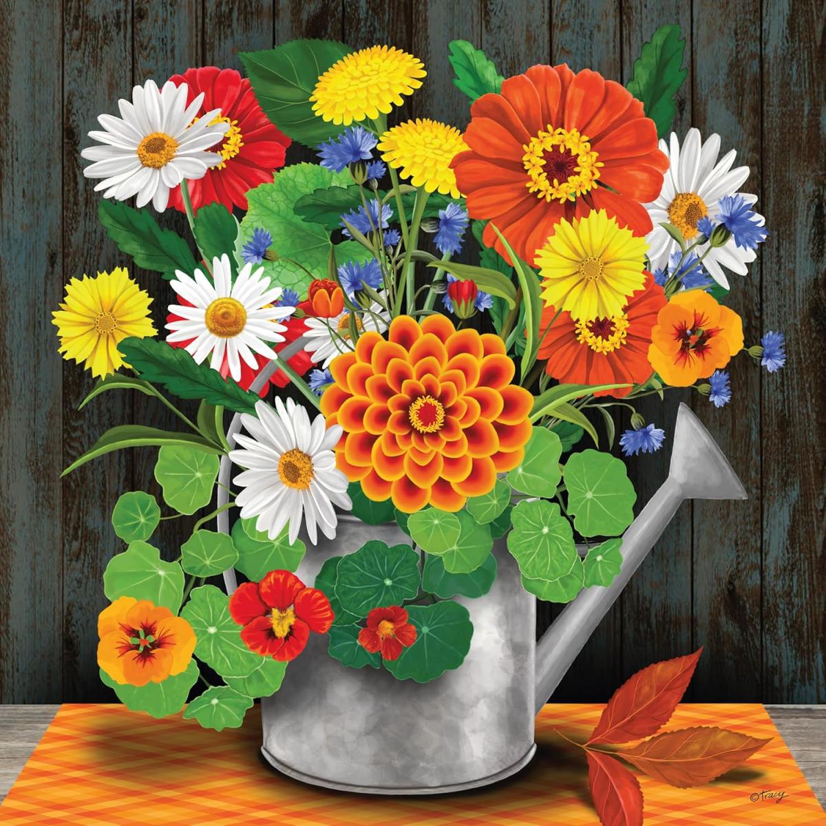 Flowers in a watering can puzzle